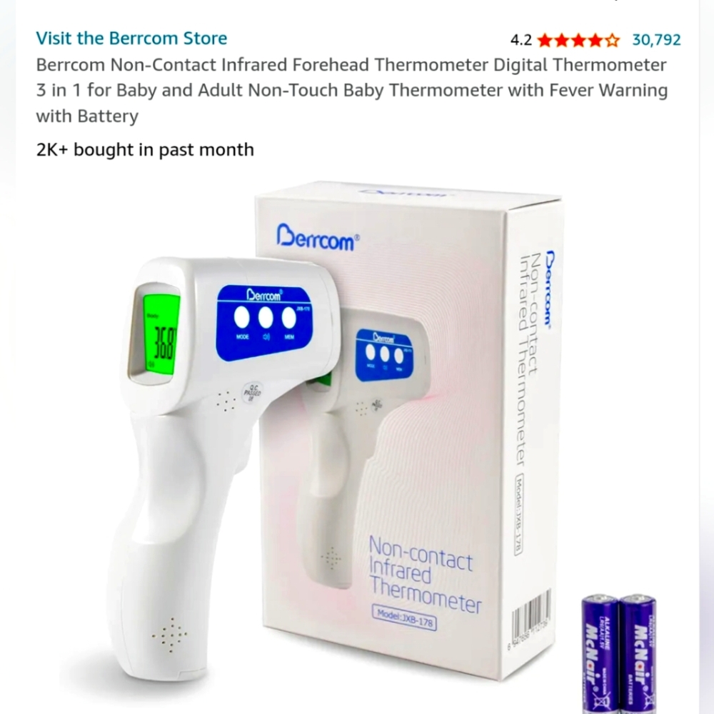 8 in 1 Non Contact Infrared Digital Thermometer Contactless. Memory and F°/C°
